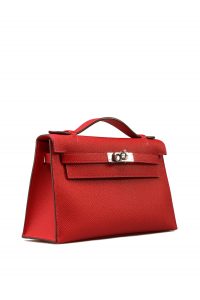 Hermès Kelly Pochette Feu Fire Orange Epsom Palladium Hardware