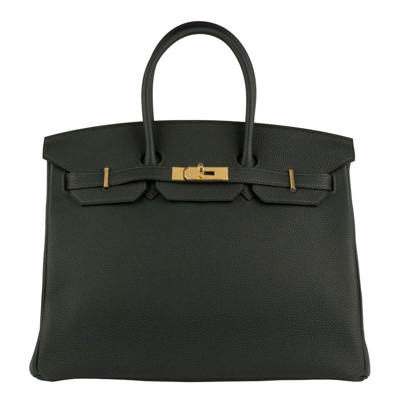 HERMES Togo Chevre Mysore Bi-Color Birkin 35 Vert Veronese Vert