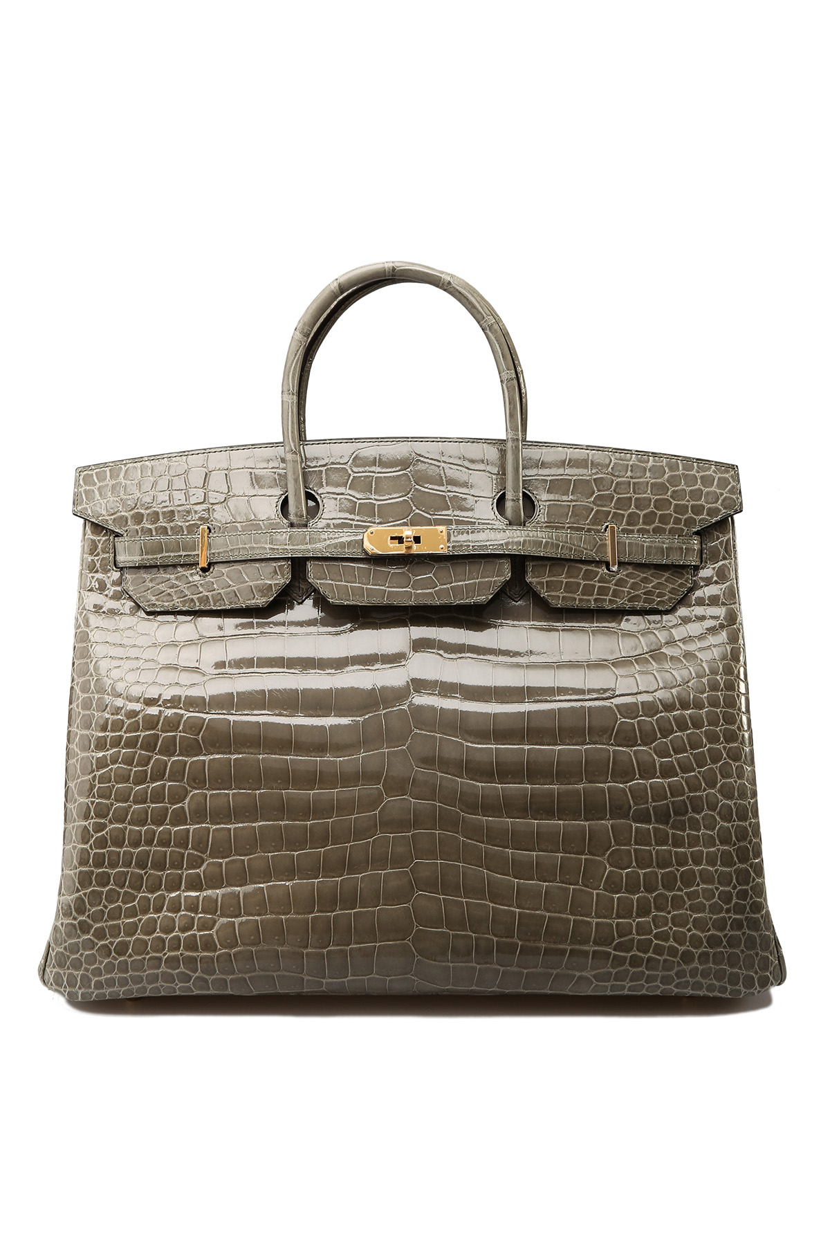 Hermès Birkin 40 Gris Tourterelle Shiny Porosus Crocodile Gold Hardwar