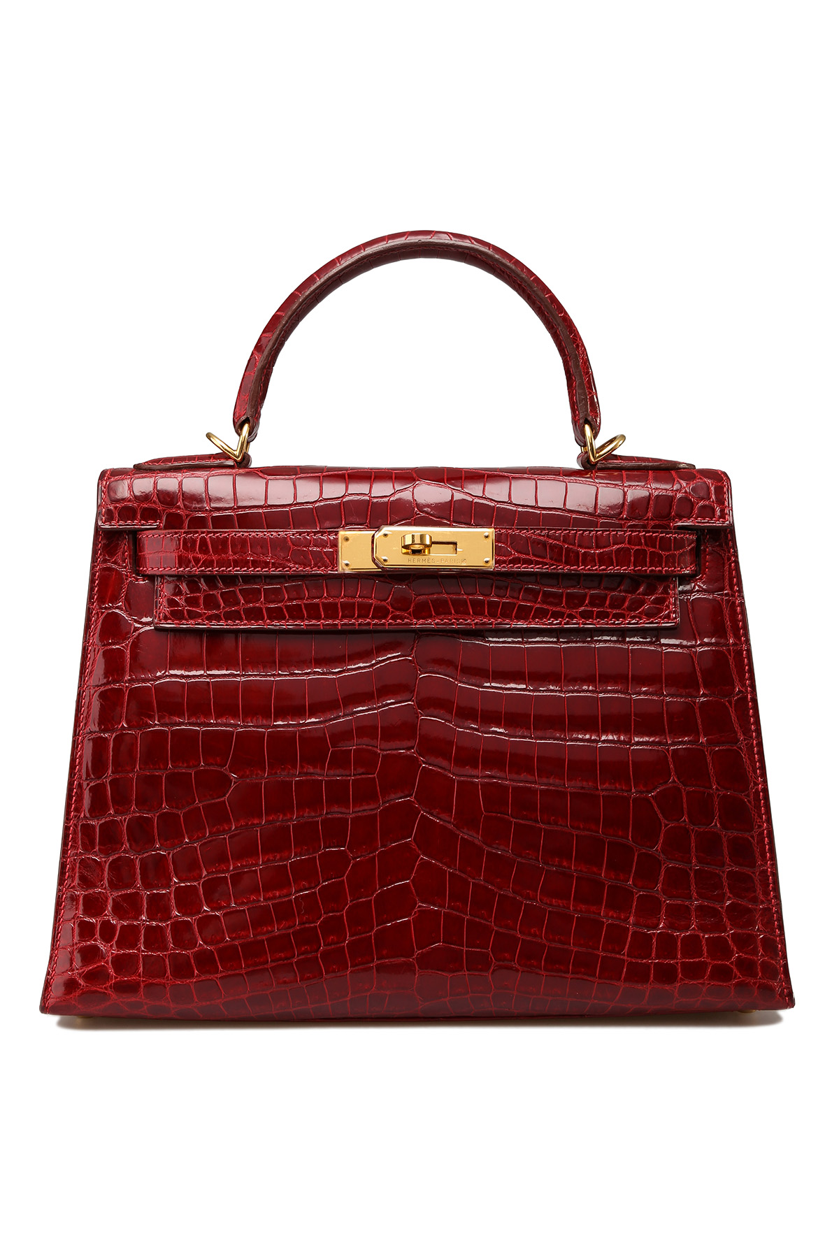 Kelly 28 Ostrich Gold / Rouge Vif