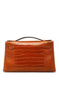 Hermes kelly pochette Alligator shiny 1Ｑ creamy pink Gold Hardware 22cm  Full HandmadeAuthentic quality - lushenticbags