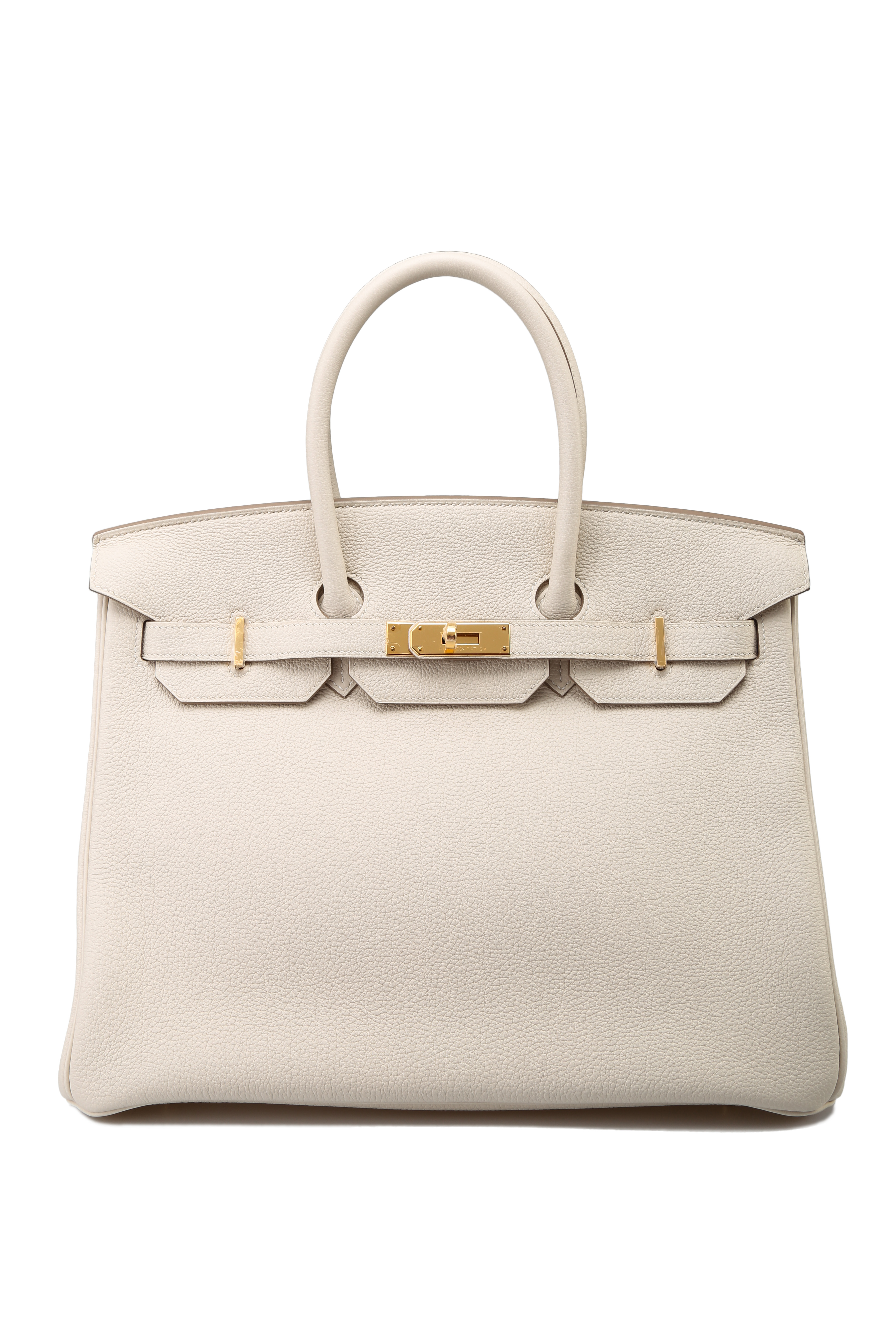 Hermes Craie Chalk 35cm Togo Birkin Gold GHW Tote Bag Chic - Chicjoy