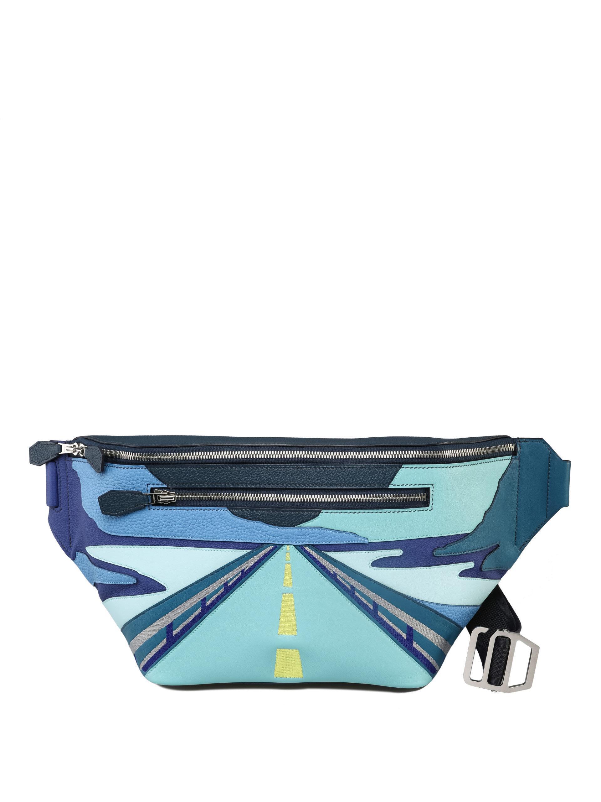 Blue Hermes Endless Road Clutch Bag