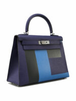 Hermès Kelly Limited Edition 28 Bleu Nuit Lettre R Epsom Palladium