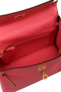 HERMÈS  ROSE AZALEE RETOURNE KELLY 25CM OF SWIFT