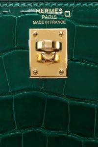Hermes Kelly 25 Sellier Emeraude Alligator Lisse Shiny Gold Hardware #C -  Vendome Monte Carlo