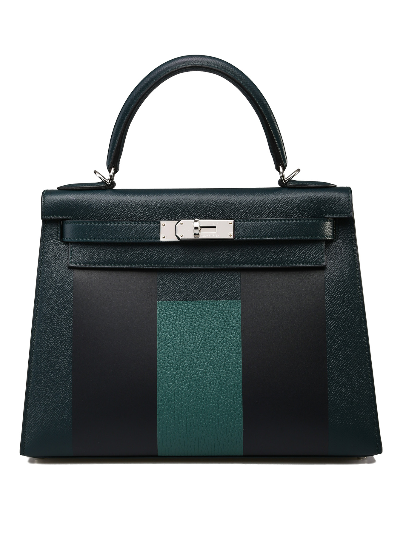 Hermès Kelly Limited Edition 28 Malachite/Noir (Black)/Bleu