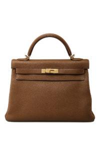 HERMES Kelly 32 Retourne Cognac Tan Leather Gold Top Handle Satchel  Shoulder Bag