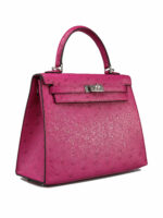 Hermes Kelly 25 Sellier Rose Tyrien Ostrich Palladium Hardware - Vendome  Monte Carlo