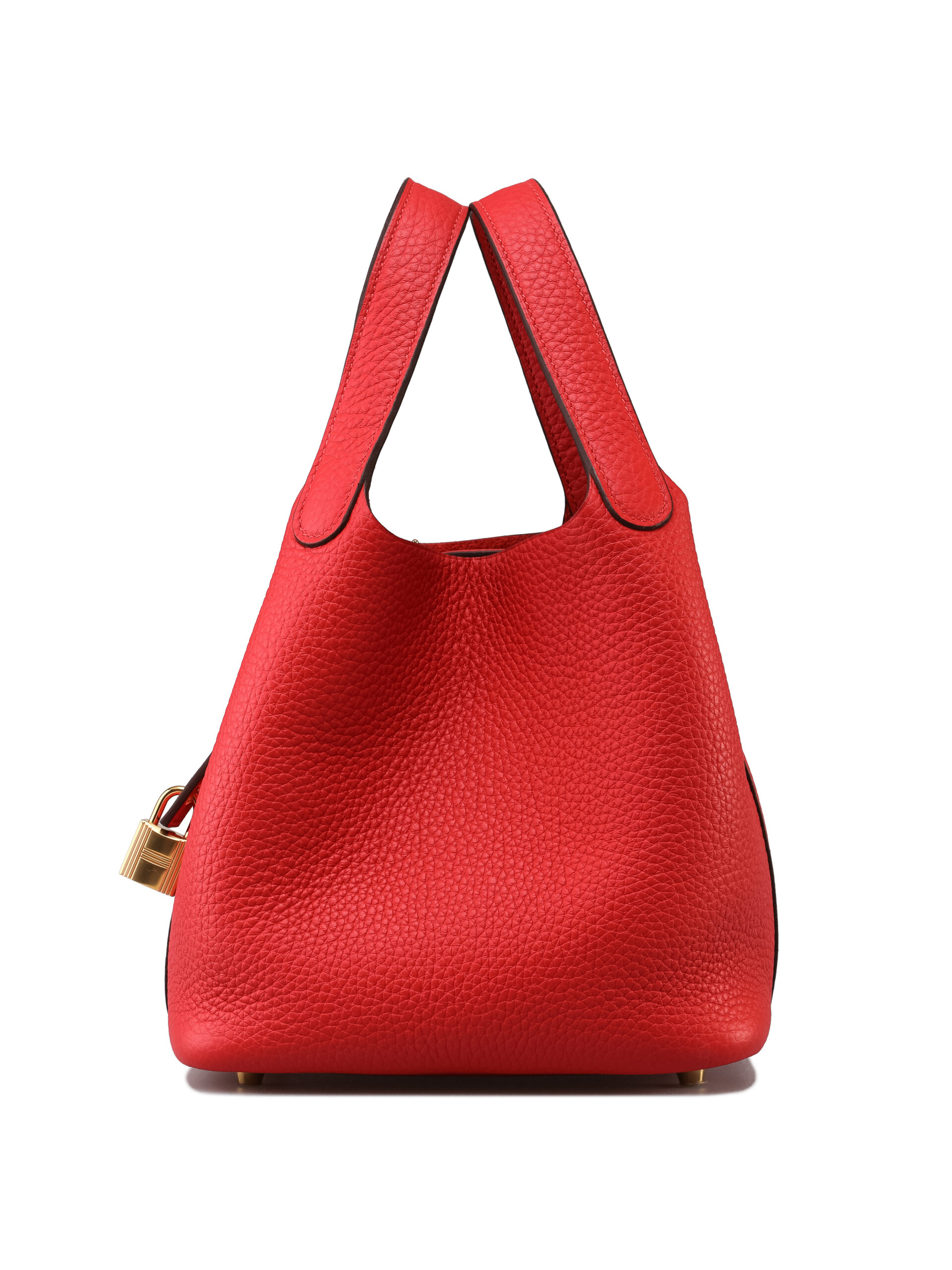 Hermes Rouge Tomate Clemence Leather Picotin Lock 18cm