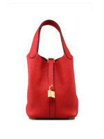 An Hermes Rouge Casaque and Bleu Taurillon Clemence Picotin Lock GM  Handbag, 10.5 x 10.5 x 8.5.