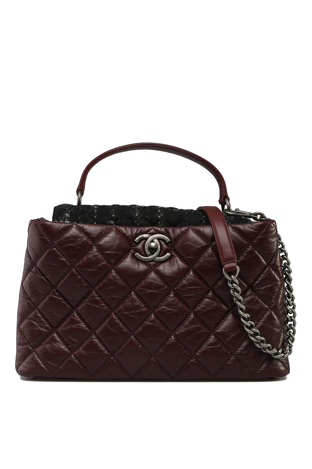 Chanel Large Quilted Portobello Top Handle Bag in Burgundy Aged